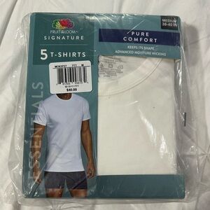 Fruit of the Loom Signature 5 Pack T-Shirts White Size M NWT